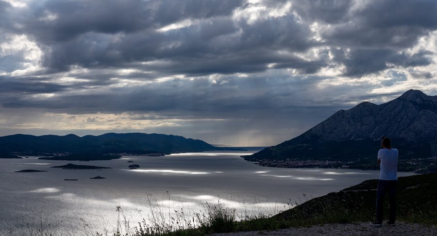 File:Orebić and the Island of Korčula seen from road 414 to Donja Banda, Croatia (PPL2-Enhanced) julesvernex2.jpg